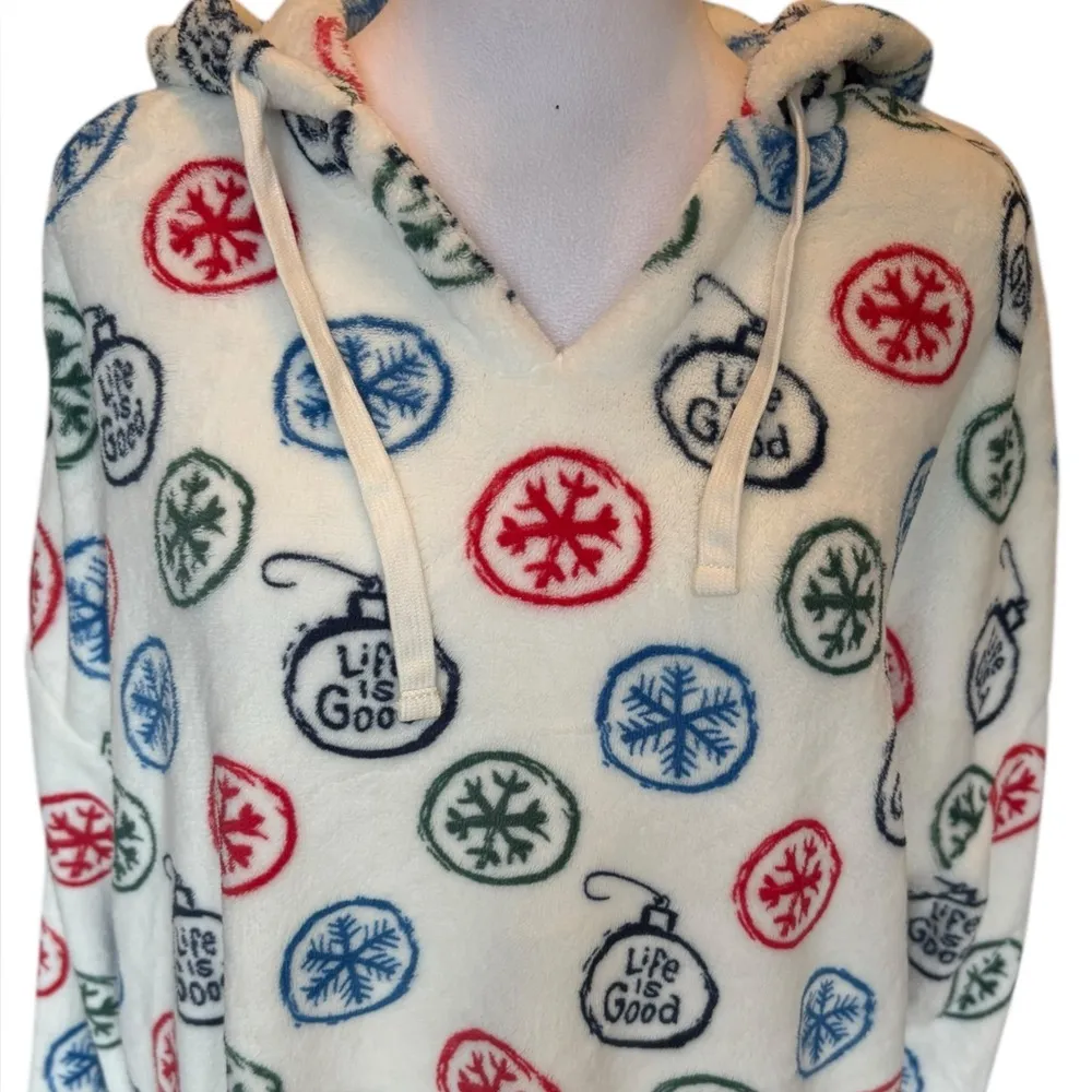 Life Is Good Plush Hooded Nightgown Dress With Pockets Christmas Womens Medium - Image 7
