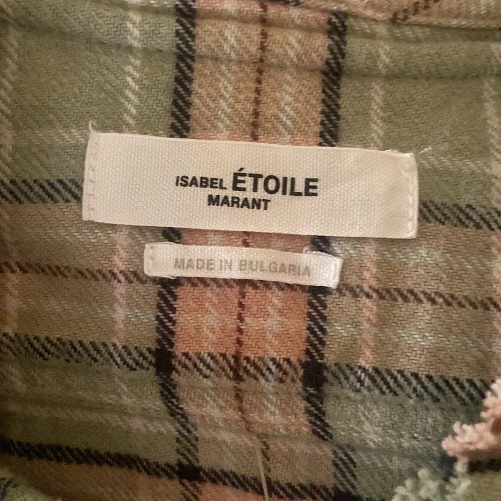 Isabel  Marant Étoile Awendy Green Plaid Ruffle Button Down Flannel Shirt RARE - Image 8