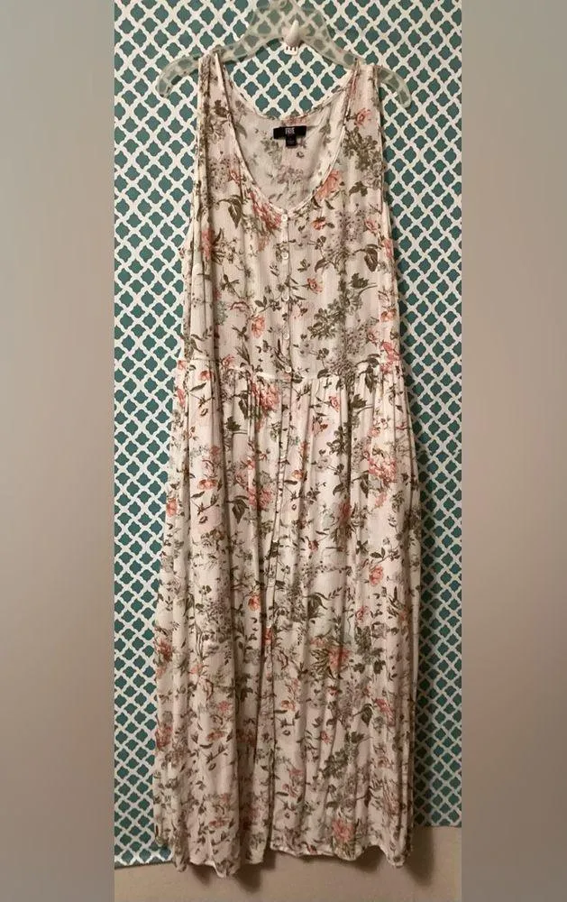 Frye Tan and Brown Sleeveless V-Neck Sundress size large - Image 2