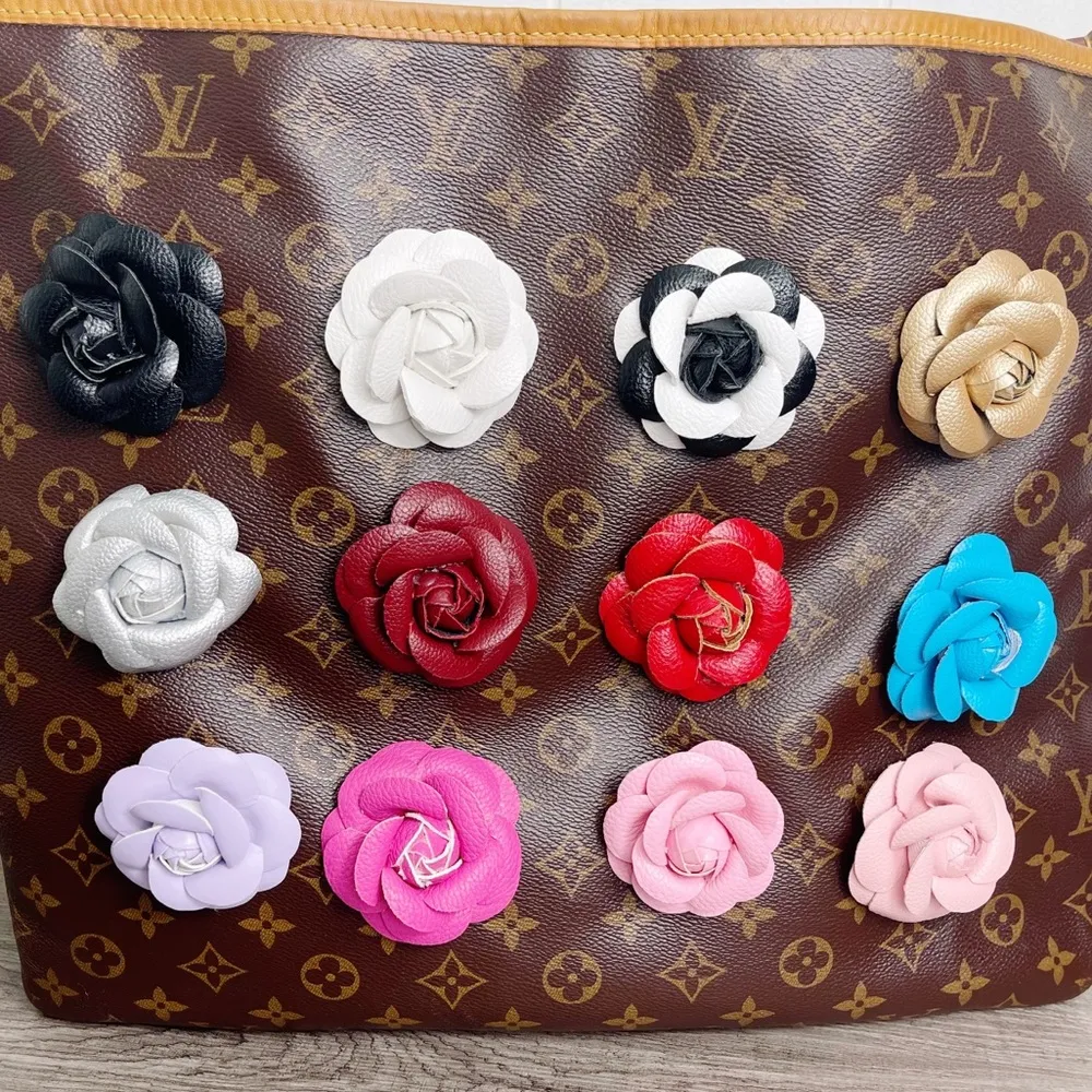 Camellia Flower Vegan Leather Magnetic Bag Charm - Image 9