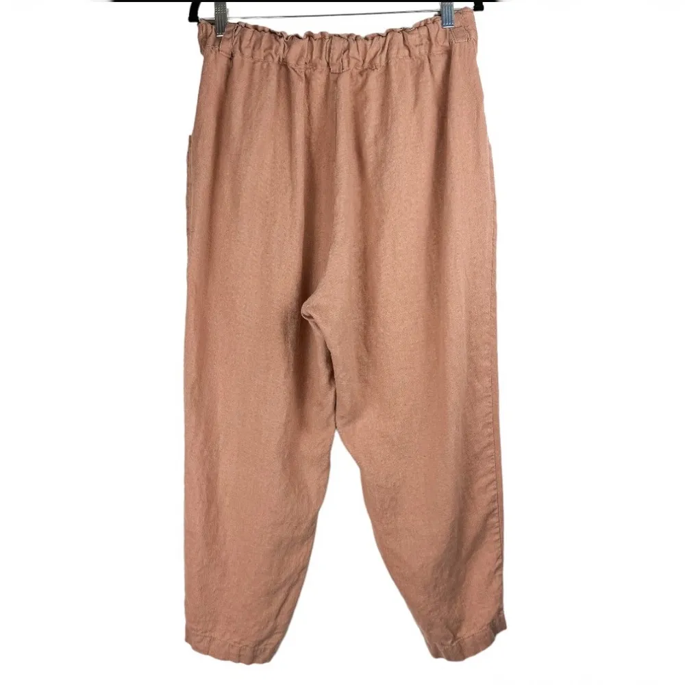 Magic Linen Tapered Cargo Pants Sz XL Rose Pink Elastic Waist Boho Chic - Image 5