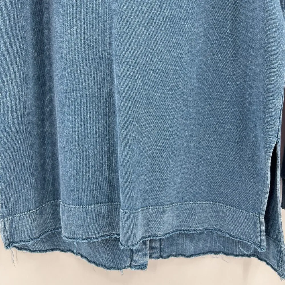 Pilcro Anthropologie Sweatshirt Blue Split Hem Tunic Top 100% Cotton Size Small - Image 5