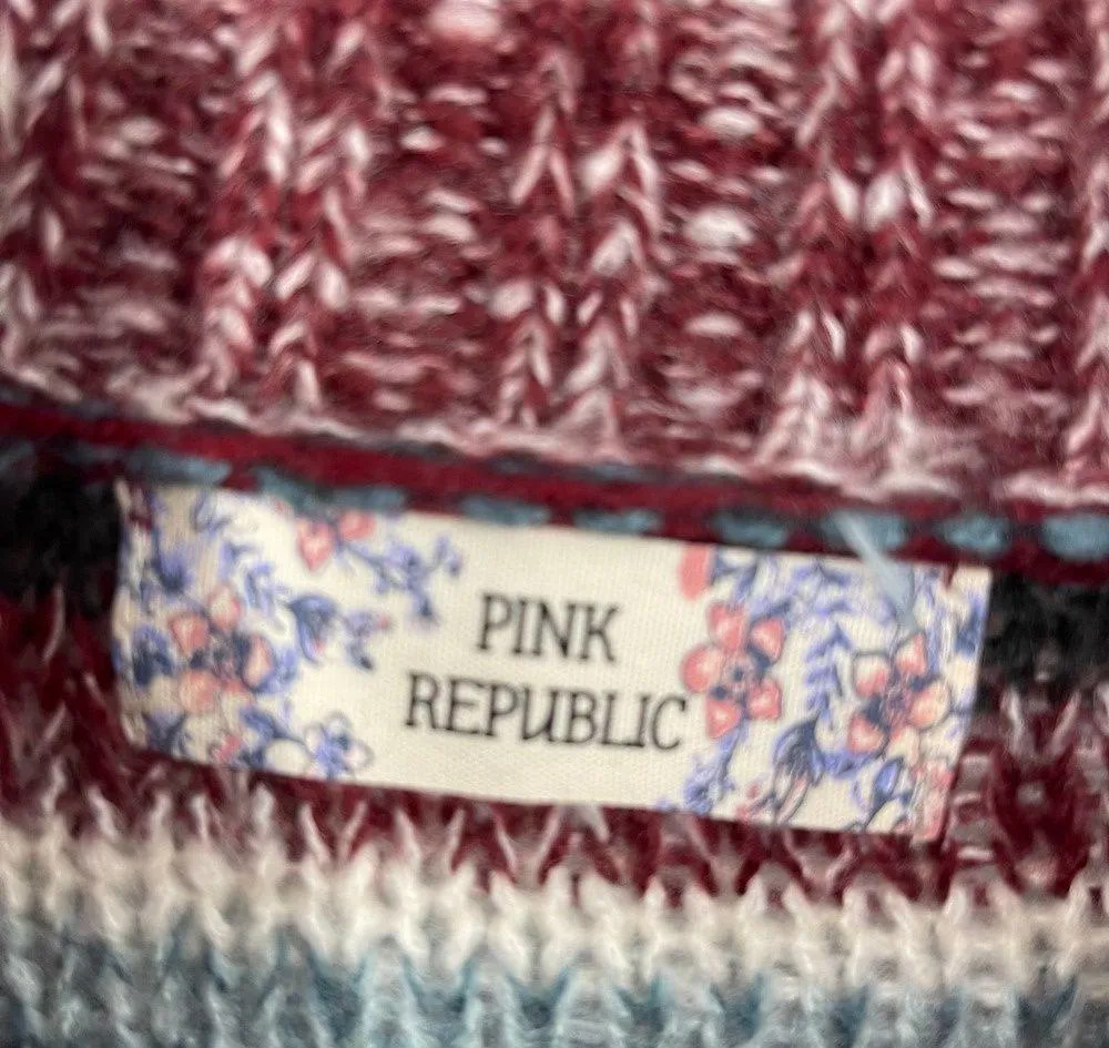 PINK REPUBLIC ZINFANDEL STRIPE LIGHTWEIGHT LONG SLEEVE SWEATER SMALL - Image 3