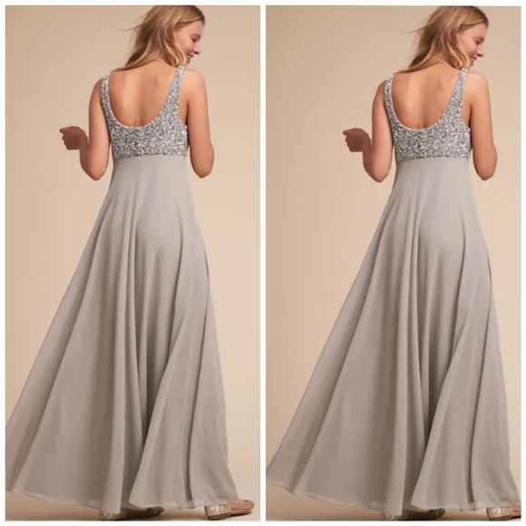 BHLDN Motee Maids ELLIS  Grey Sequins Beads Bridesmaid ,Prom dress - Image 3