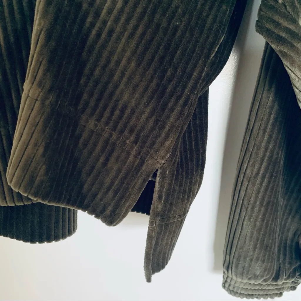 NEW Aerie Groove On Green Ribbed Velour Oversized Cropped Hoodie Sweater | L - Image 15