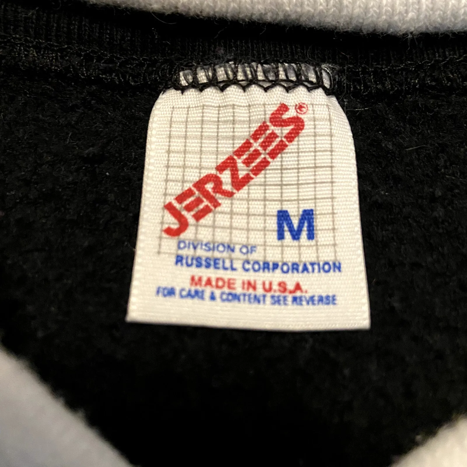Vintage Jerzees Sweatshirt Swan Collared Knitted Embroidered Black Medium - Image 3