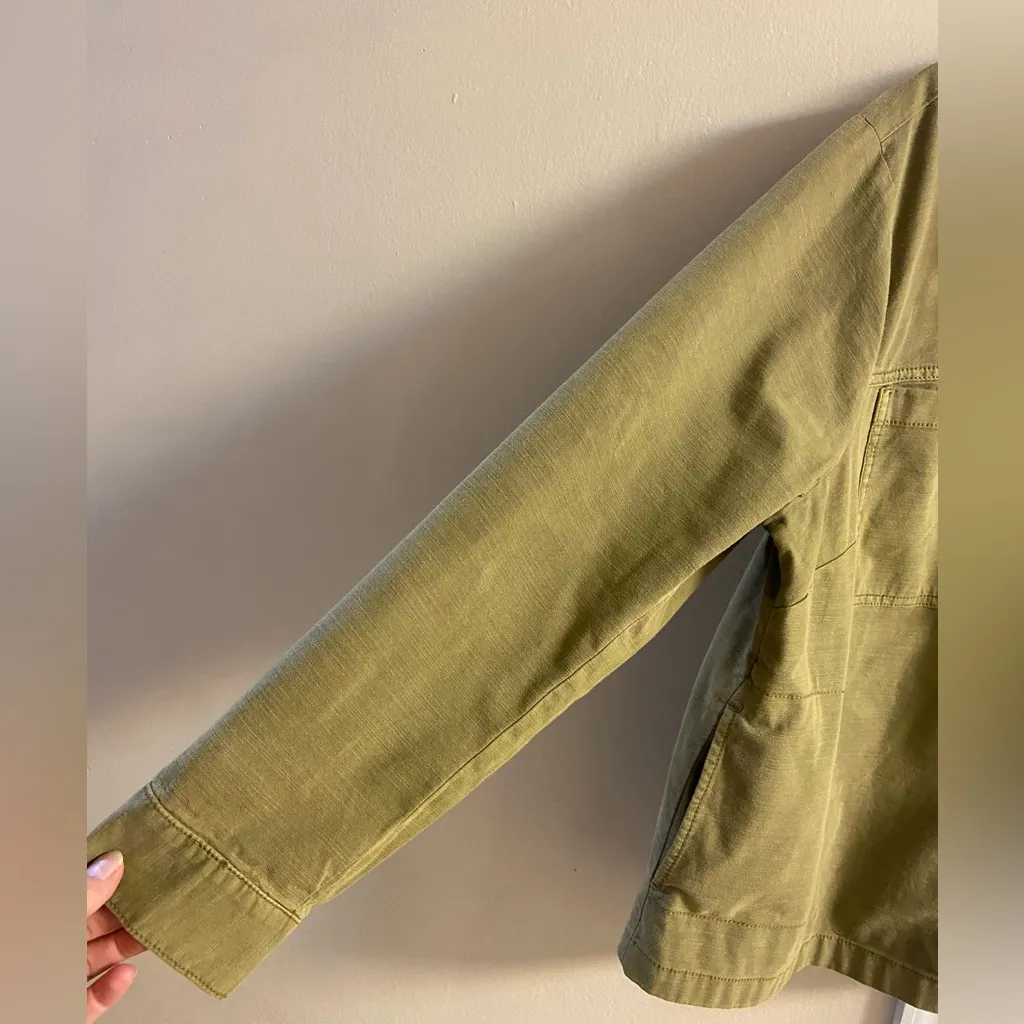 J Jill shirt jacket olive green button front boxy shacket XL - Image 6