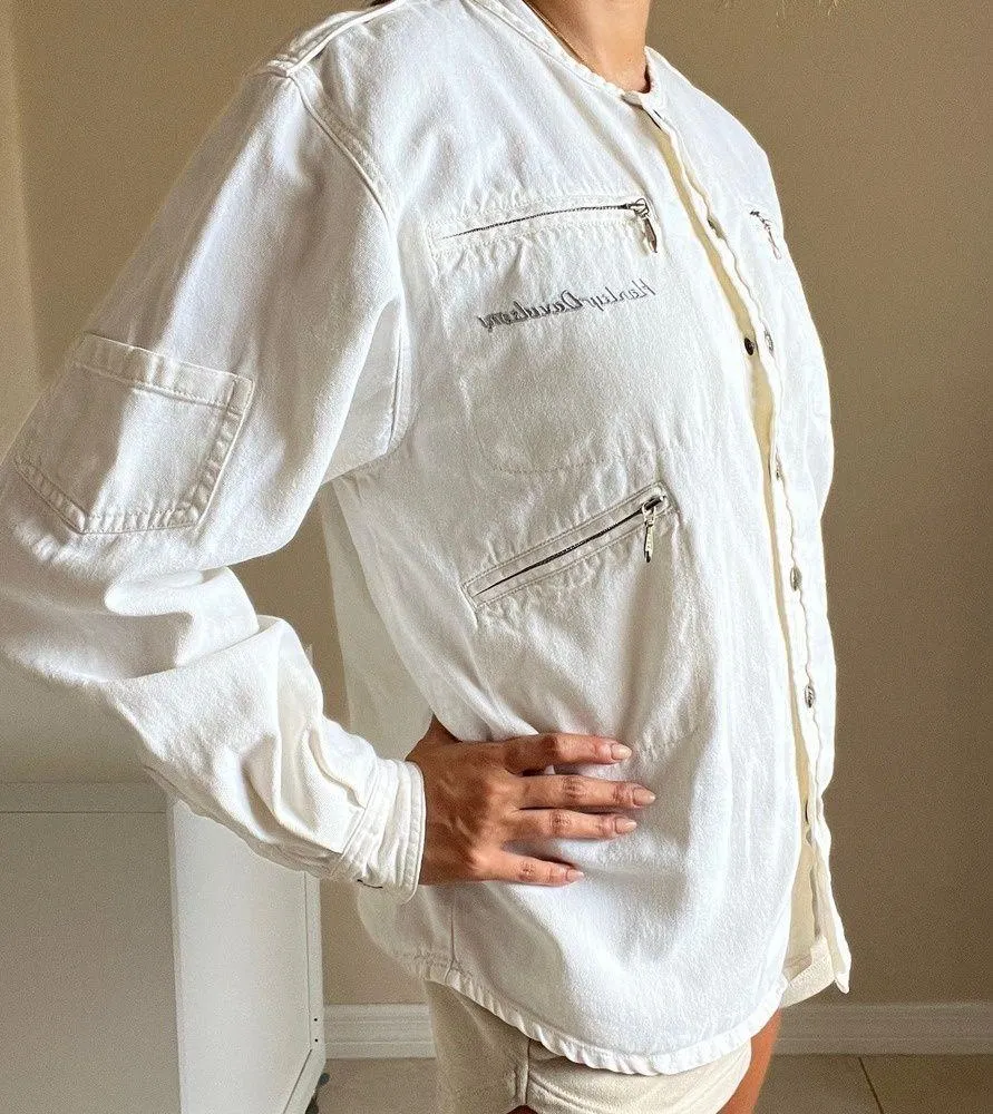 Harley-Davidson White Button Up Long Sleeve Shirt Jacket Women's Size M - Image 15
