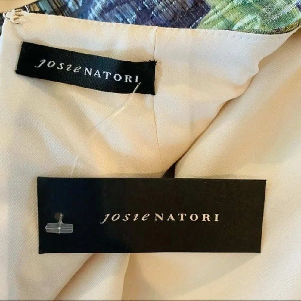 NATORI Birds Of Paradise Jacquard Shimmer Dress Size 10 NEW Bridal Wedding Green - Image 6