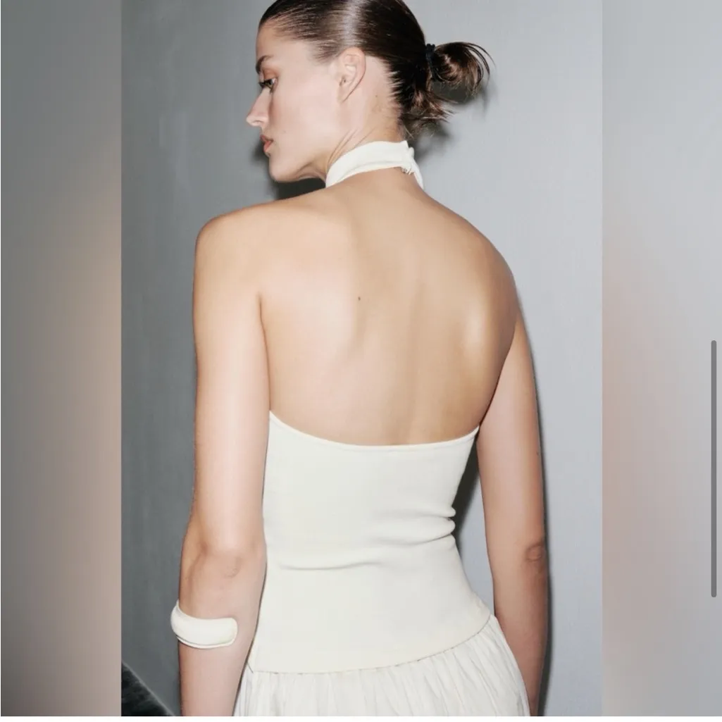 Zara Elegant White Halter Maxi Dress - Image 6