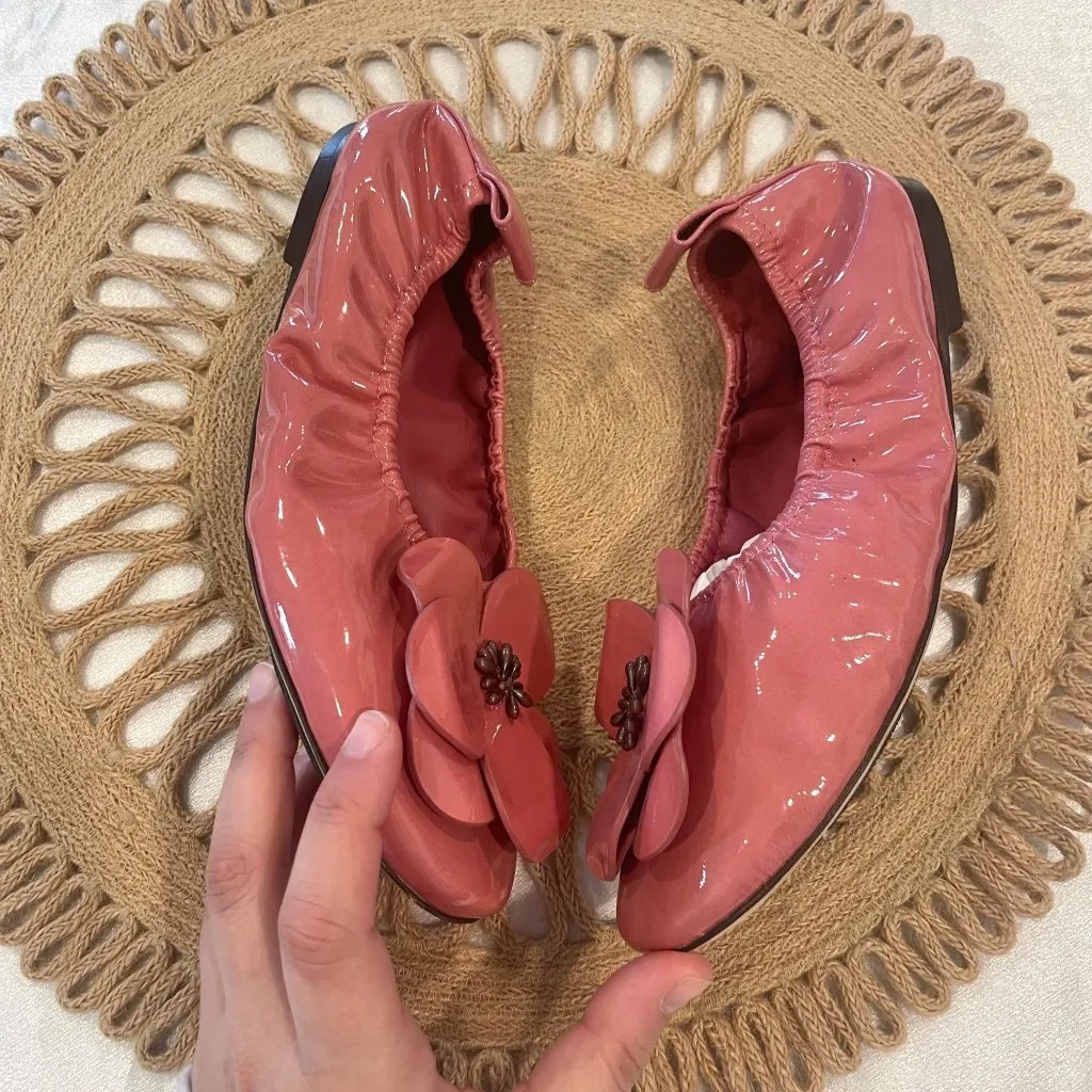 Tory Burch Light Berry Flower Ballet Flats Pink Size 6.5 - Image 8