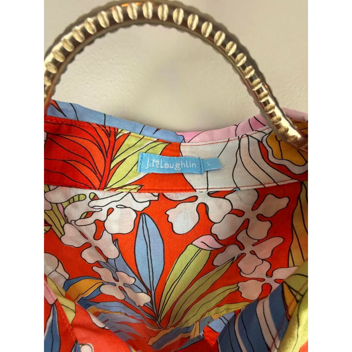 J.McLaughlin Red and Pink Coconut Grove Britt Linen Blouse - Size - Large - Image 5