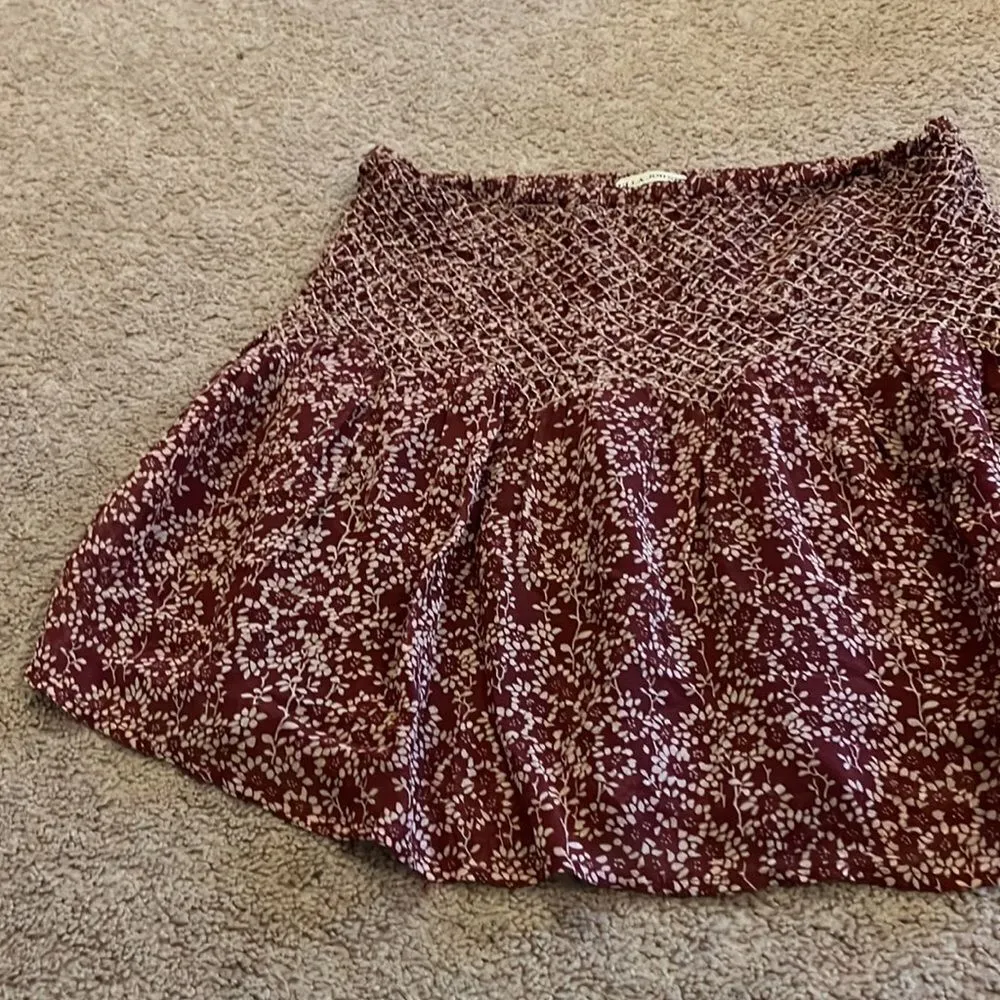 Ulla Johnson floral printed burgundy silk skirt 6 - Image 3