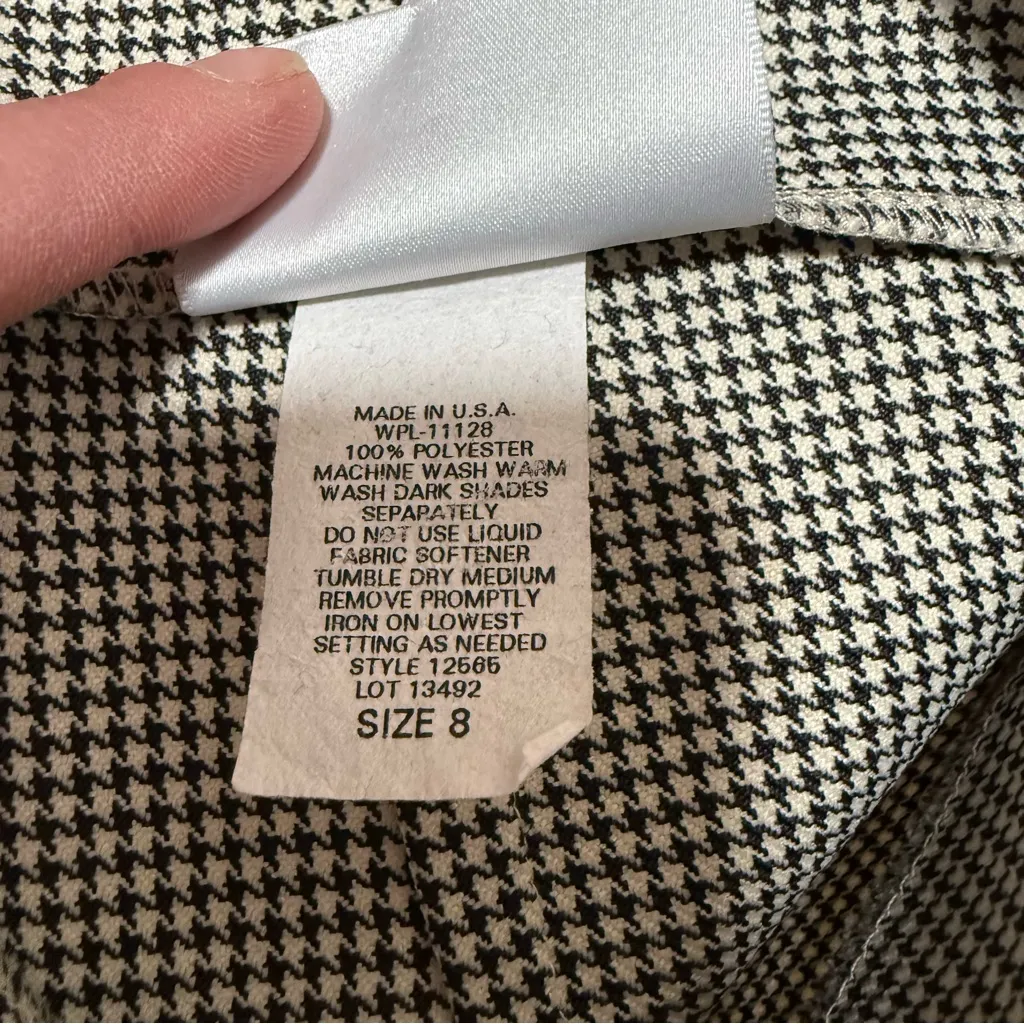 Fashion Bug Houndstooth Skirt Size 8 Black White Office Siren Vintage - Image 6