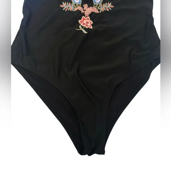 Swim Curve black Floral Embroidery‎ boho Cut Out One Piece Swimsuit size 3xl - Image 7