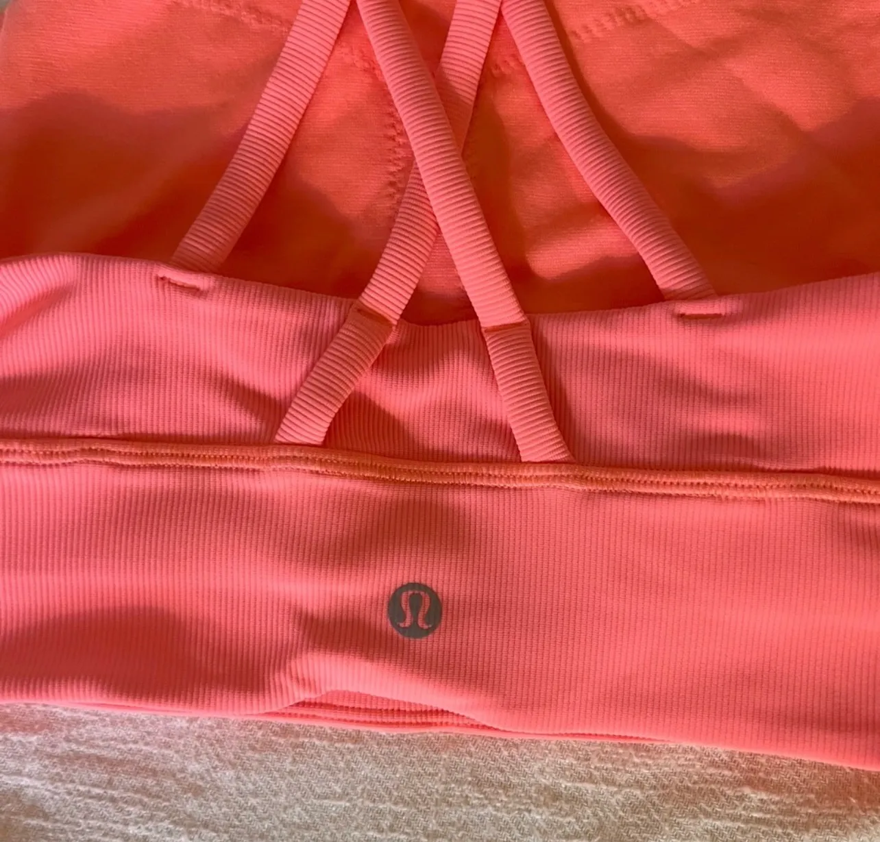 Coral Sunset Ribbed Long Line Energy Bra - Image 4