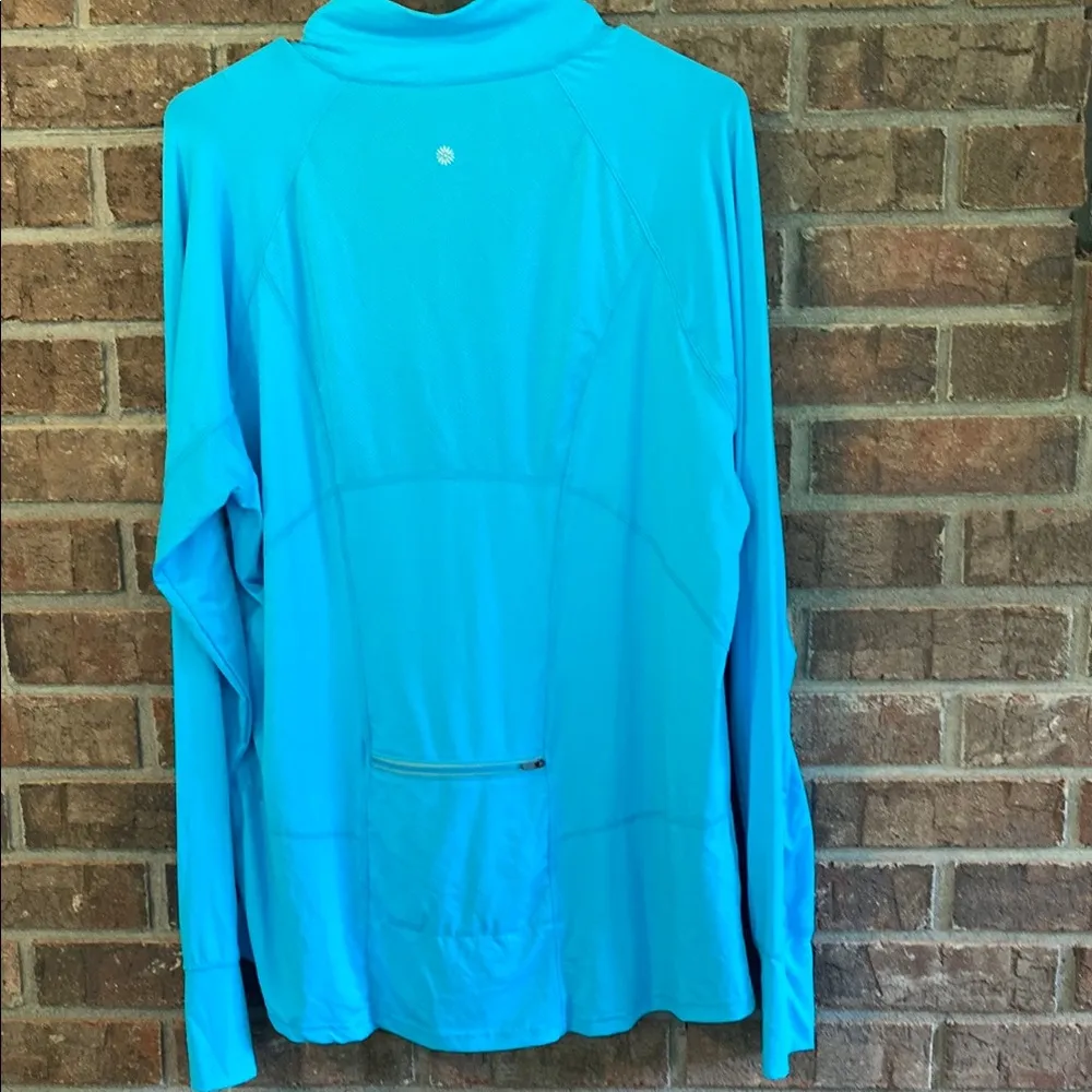 Tangerine  Blue Long Sleeve 3/4 Zip Polo Sweatshirt - Image 3