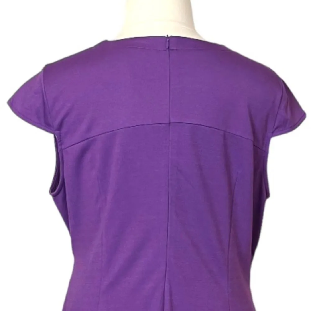 Hannah Nikole Sheath Dress Midi Split Neck Tie Waist Cap Sleeve Purple 22W New - Image 12