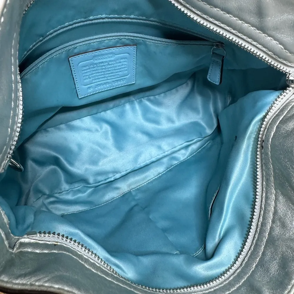 Zoe Hobo Bag Purse Jacquard Beige SILVER Monogram Canvas F12657 - Image 11