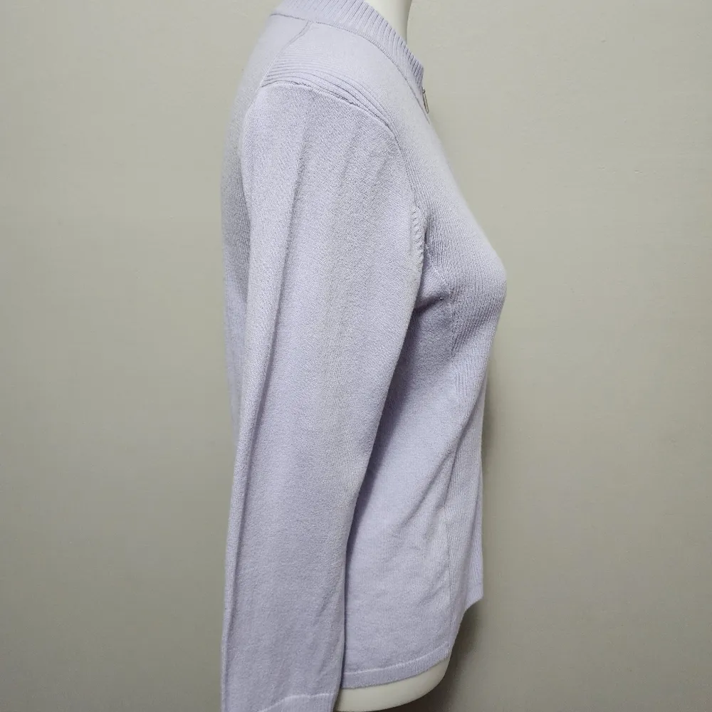 25. Anthro Shu Shu Lavender ribbed full zip mockneck cardigan size medium - Image 2