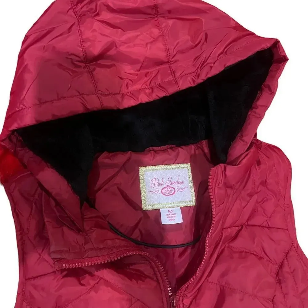 Pink Envelope  Hooded Puffer Vest Size‎ Medium - Image 2