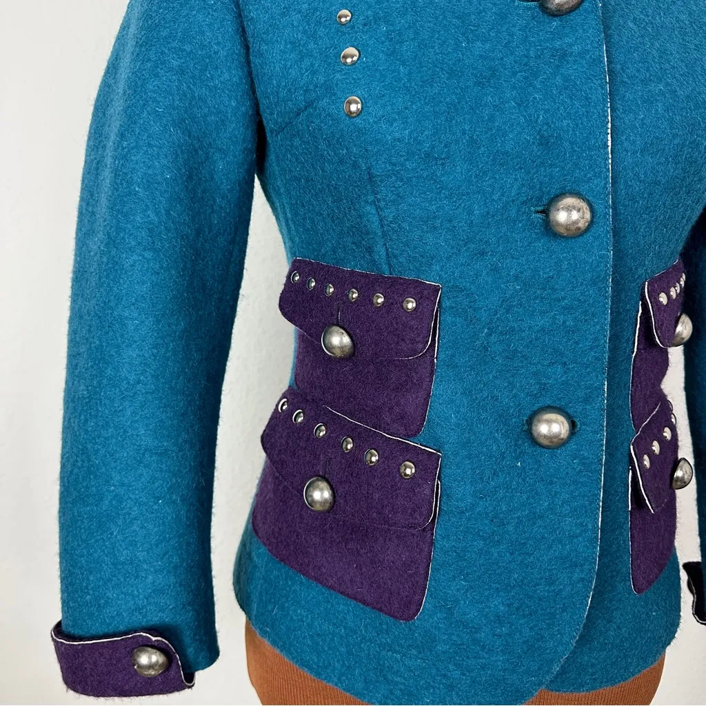 De’ HART Wool Blazer Made in Italy Blue Size undefined - Image 4