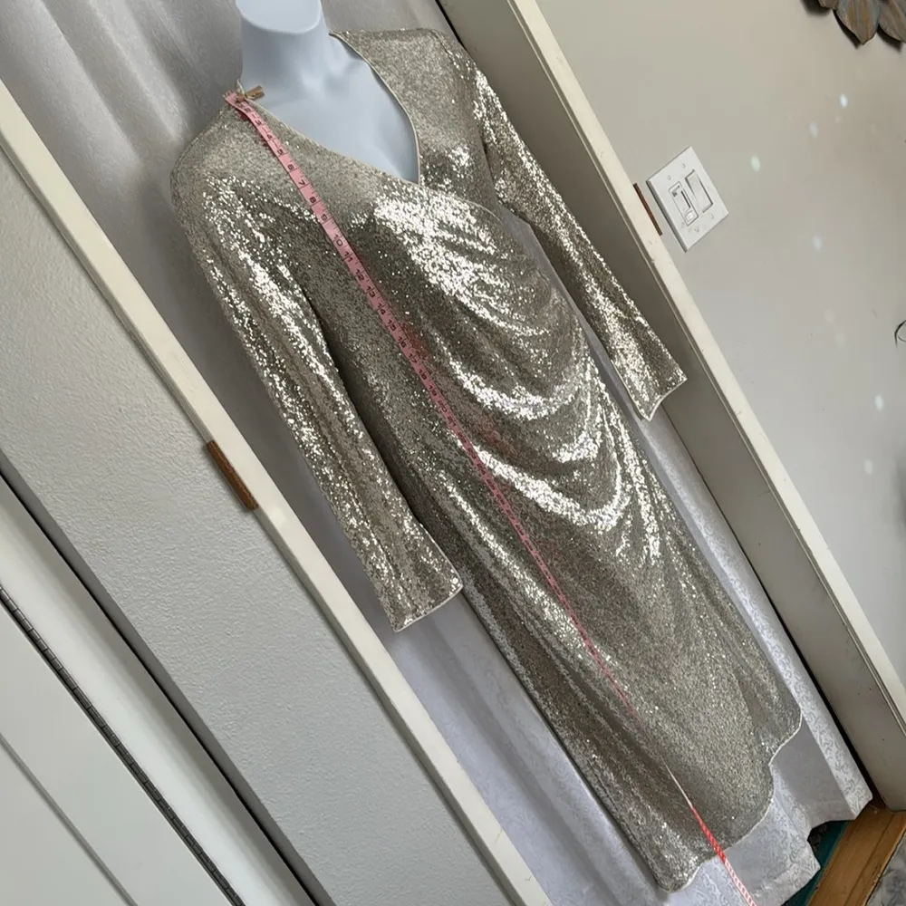 H&M Elegant Sequin Wrap Dress in Silver - Image 6