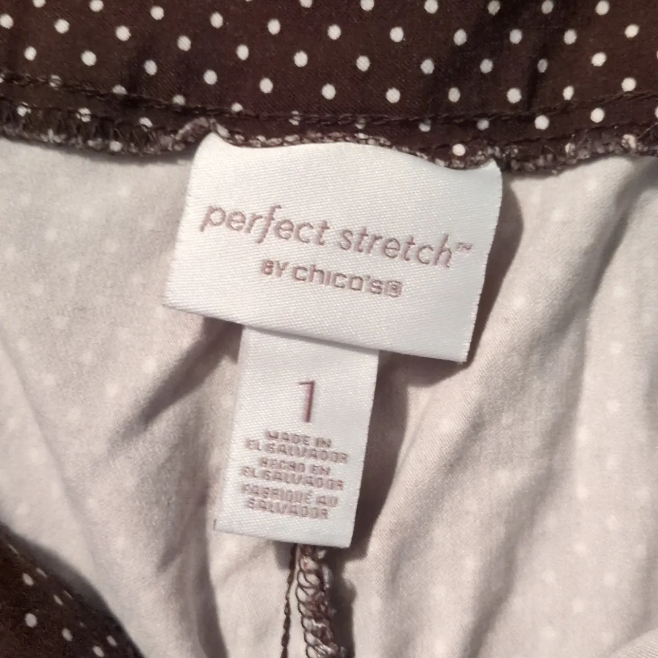 Chico's Perfect Stretch Brown Polka Dot Pull On Pants Size 1 - Image 4