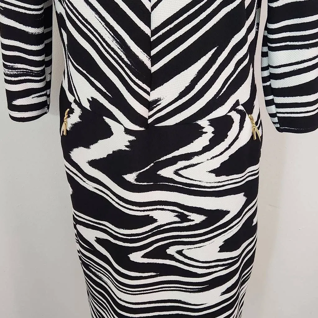 Cato Black and White Dress NWT Size Large Zebra Graphic Print Dress - Image 4