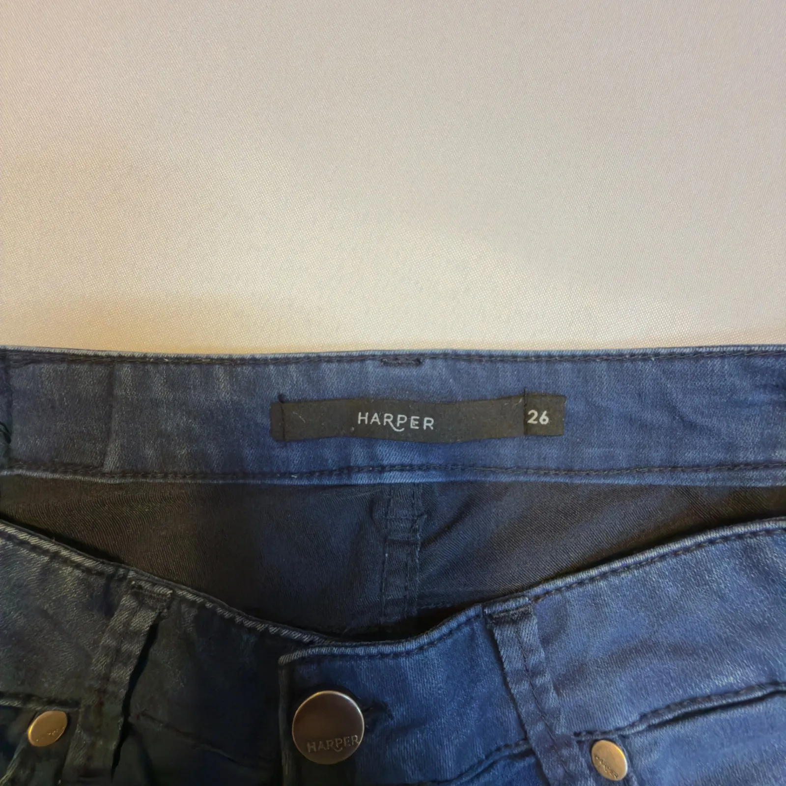 Harper Jeans Women Dark Wash Skinny Leg Stretch Denim Pants Pockets Size 26 - Image 11