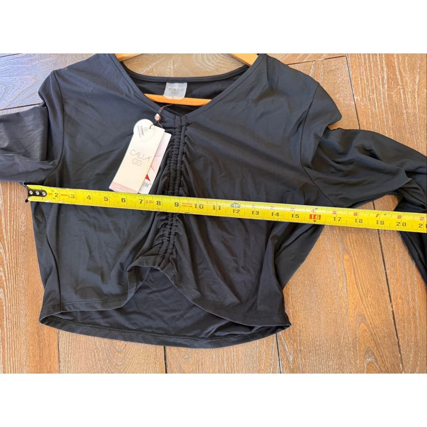 NWT Calia Ruched Rash Guard In Black Size Large - Image 7