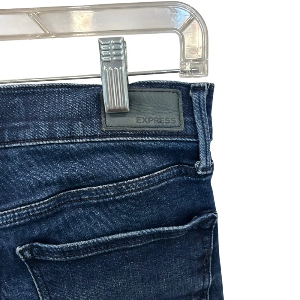 Express Denim Perfect Ankle Distressed Stretch Jeans Dark Wash Size 4 - Image 3