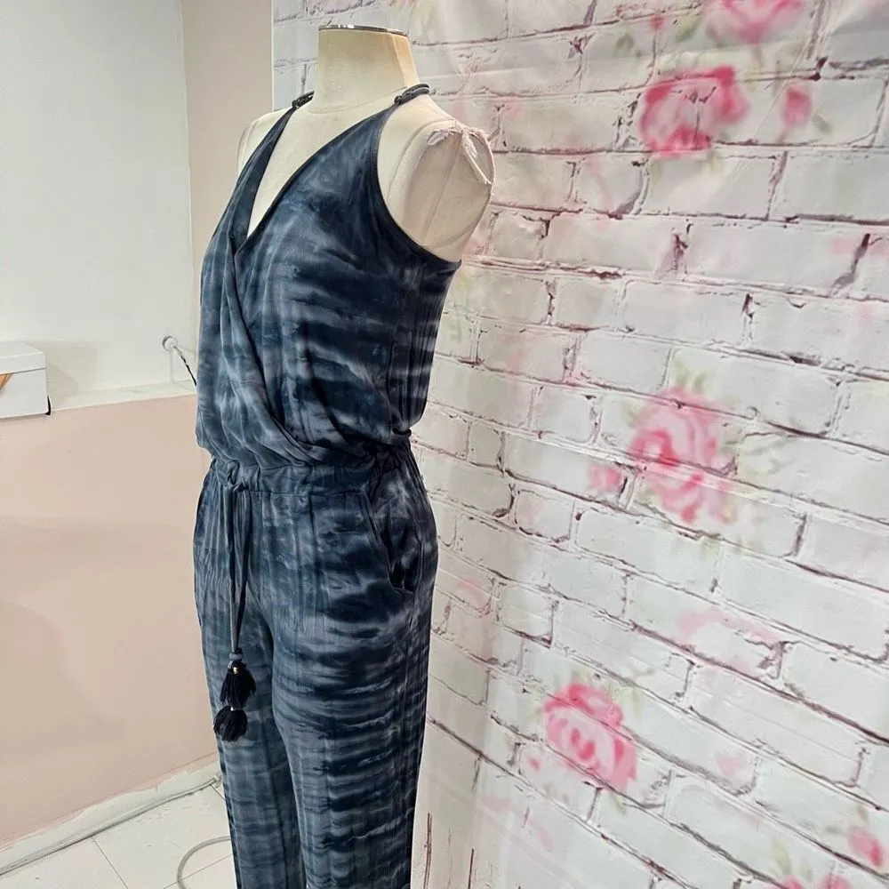 YFB Navy Tie Dye Casual Slim Fit Jumpsuit With Pockets size small - Image 3