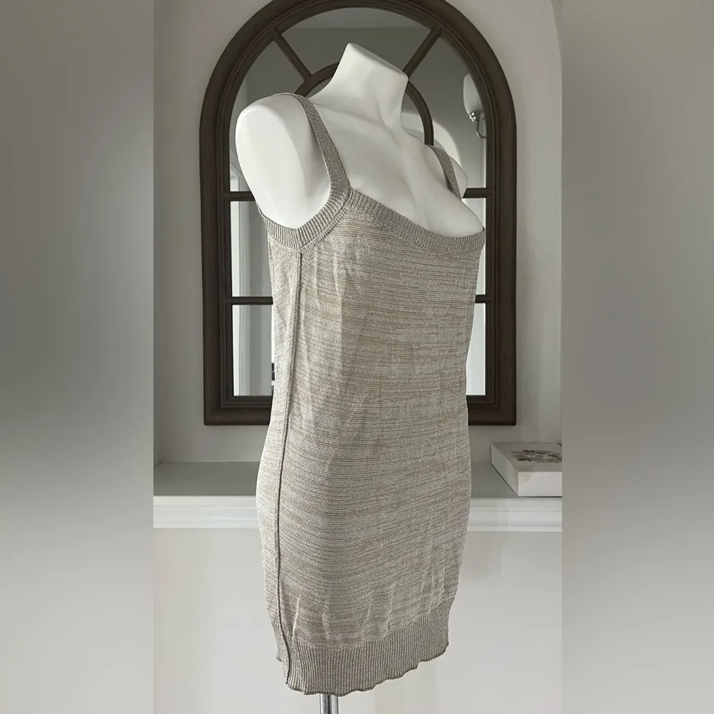 Dolce & Gabbana (Made in Italy) Knit Top, Metallic Tan/Silver Size 48 New w/Tag - Image 3