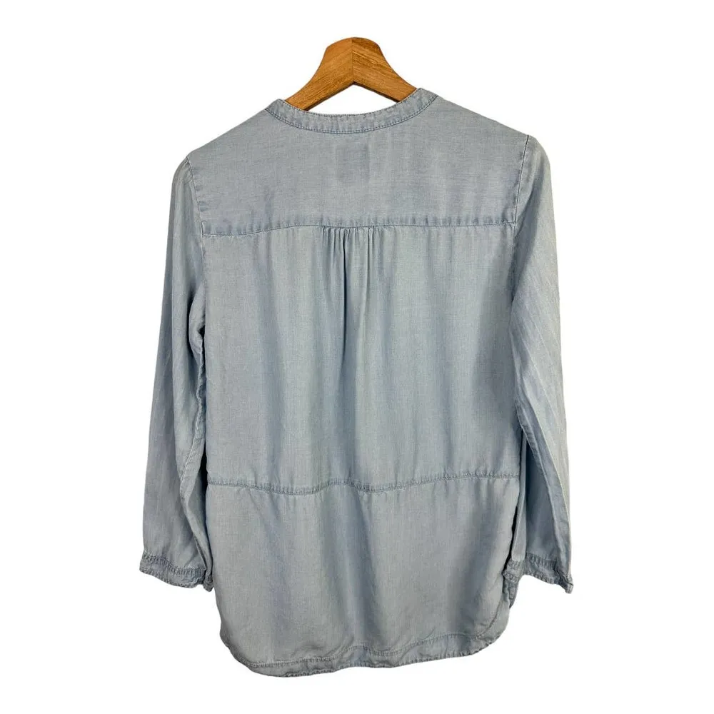 Nic + Zoe Womens size Small Chambray Button Down Long Sleeve Tunic Blouse Shirt - Image 2