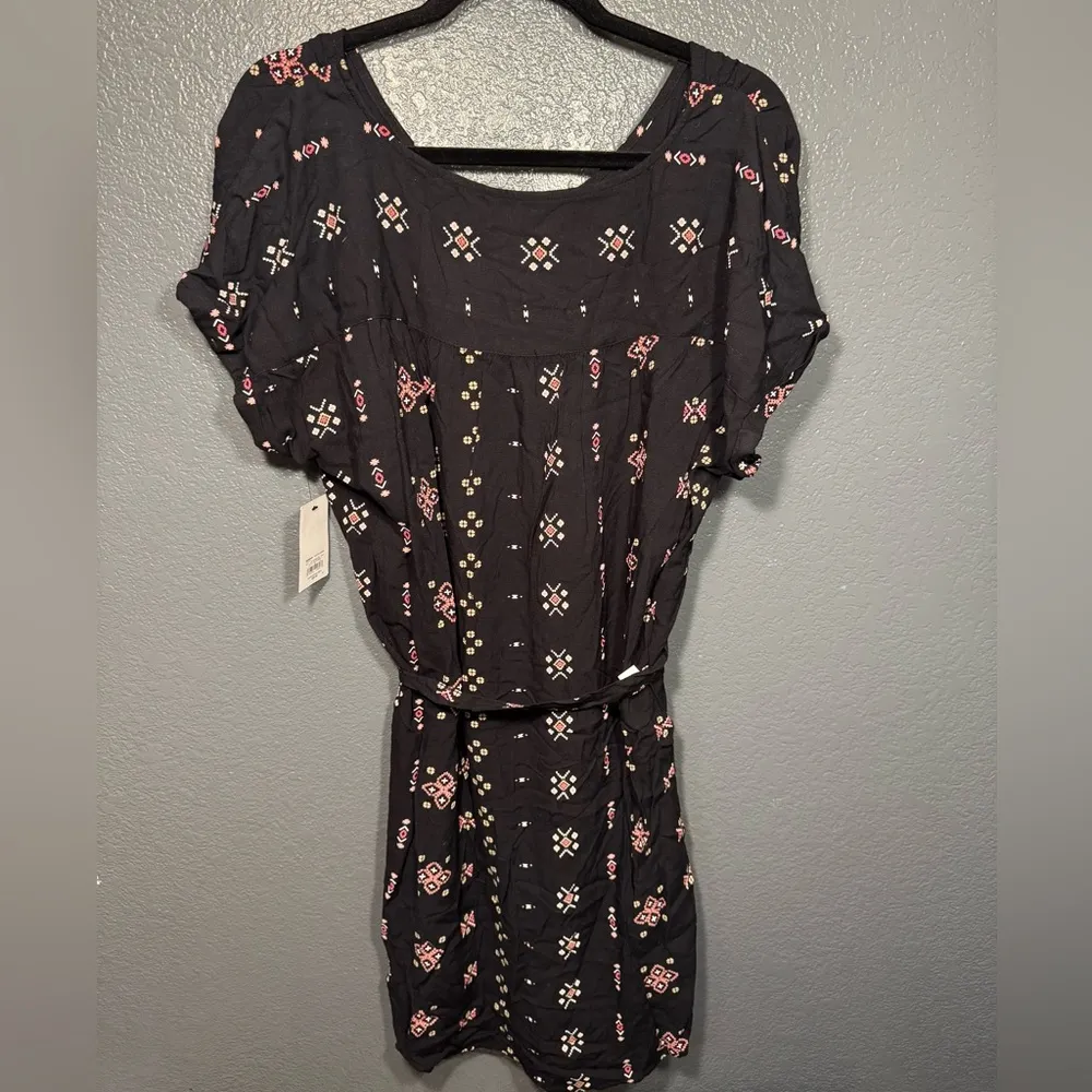 Sonoma Misses Womens Belted Aztec Midi Dress V Neck Black Design Size XXL - Image 4