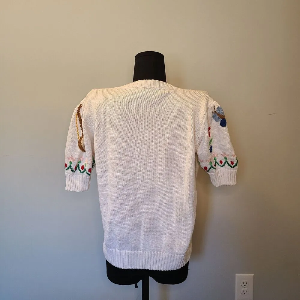 Vintage Hand Knit Sweater Grandma Cottage Core Size Small Easter ABCs Teacher - Image 4