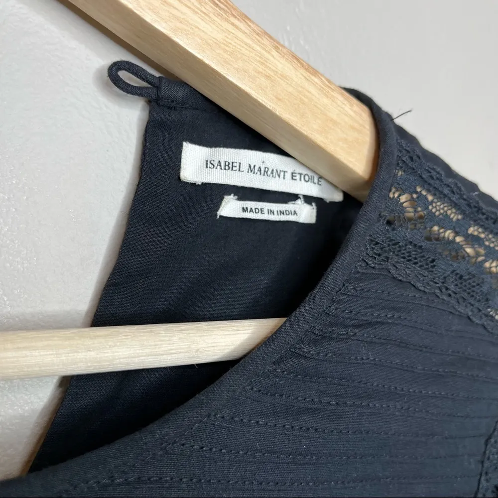 Isabel Marant  Etoile Rexton Blouse Crochet Lace Pintucked Pleated Top Size 38 - Image 6