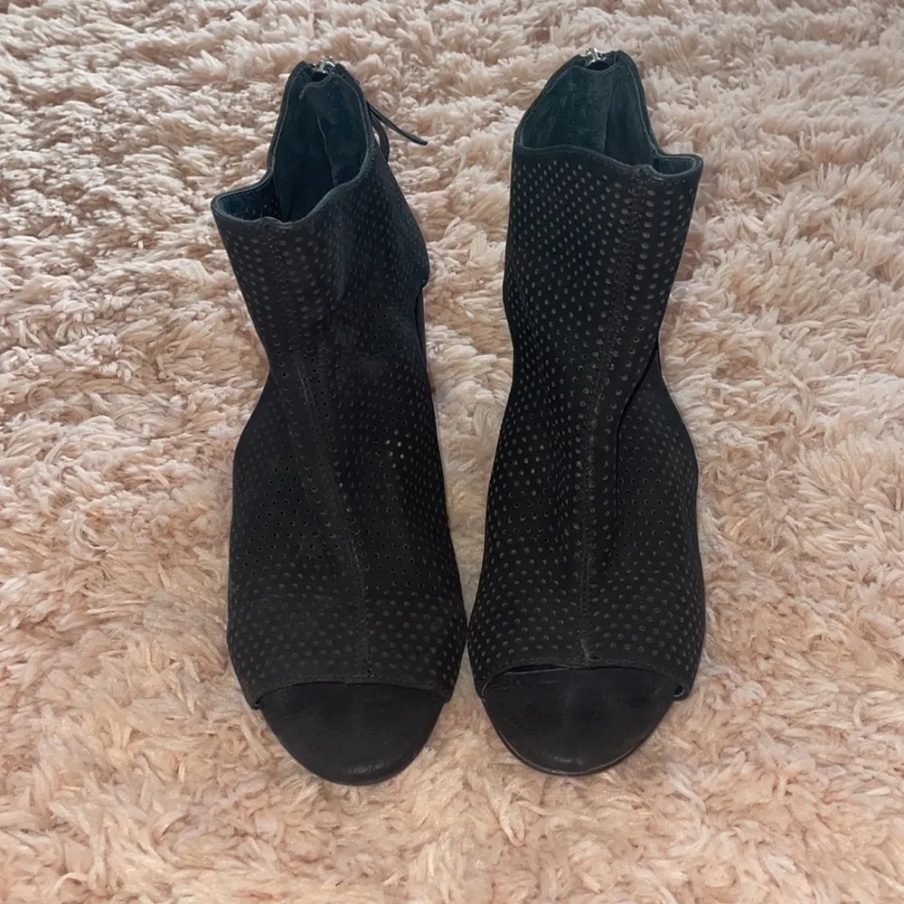 Gianni Bini Black Suede Peep Toe Booties - Image 2