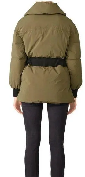 Dayma Down Puffy Coat Olive Green Belted Puffer Jacket Warm Comfy Sz 3 L - Image 2