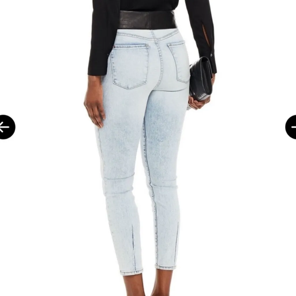 🌟ALICE + OLIVIA🌟 GOOD CROPPED LEATHER TIE WAIST HIGH RISE SLIM JEANS SZ 26 - Image 3