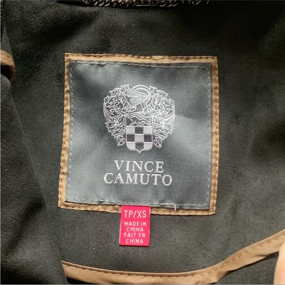 Vince Camuto Vegan Suede Leather Jacket XS Moto Asymmetric Black - Image 14