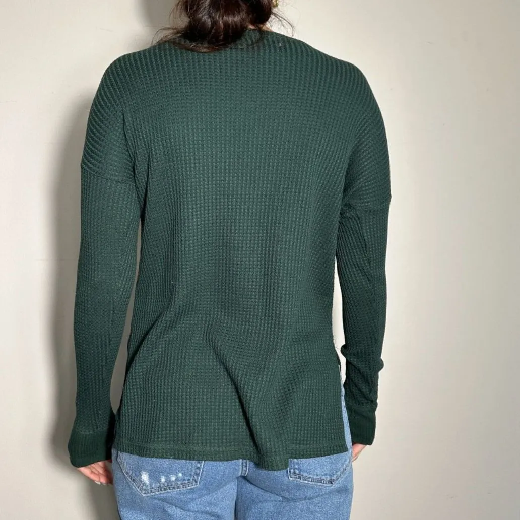 Abercrombie and Fitch Soft AF and Cozy Green Ribbed Sweater Size Small - Image 3