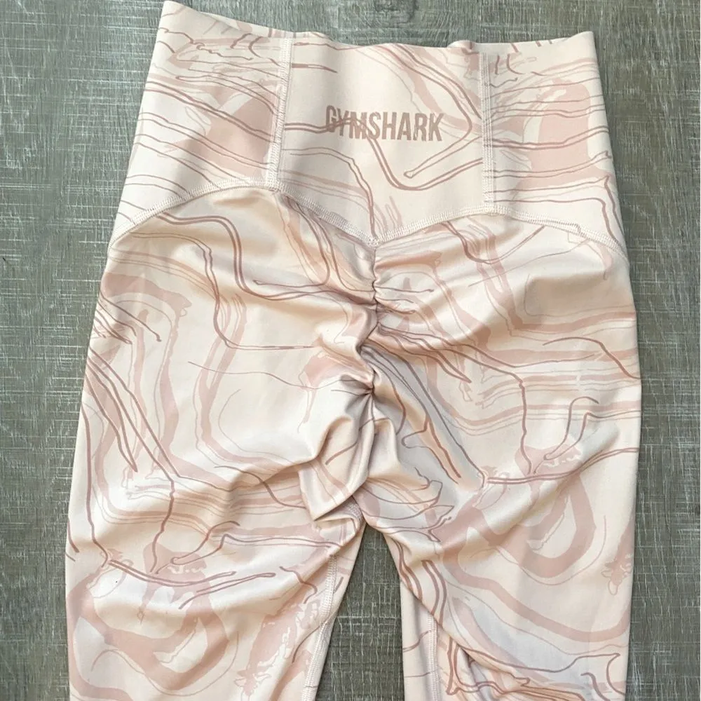 GYMSHARK GS Power Support High Rise Leggings Womens Small Pink Print Workout - Image 13