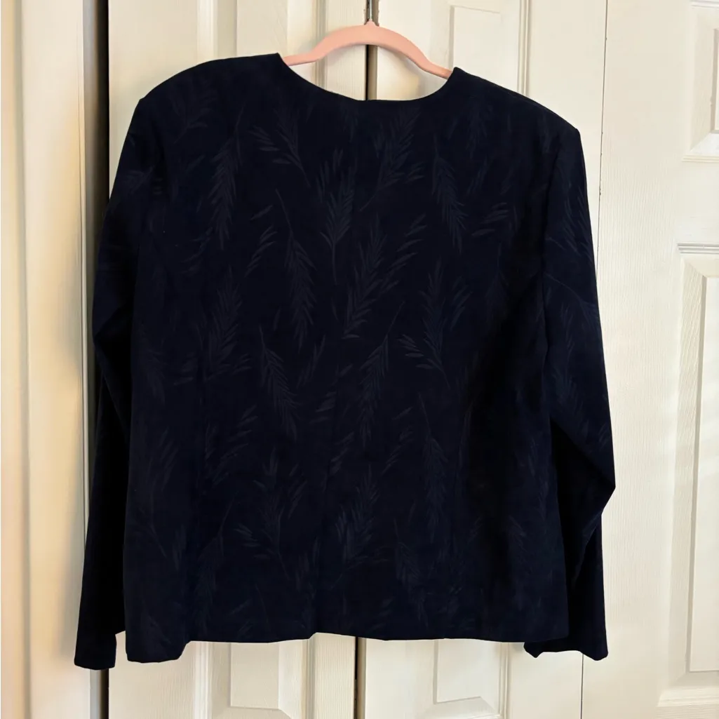 R&K Originals Woman Navy Blue Blazer Size 20 – Botanical Print, Velvet - Image 4