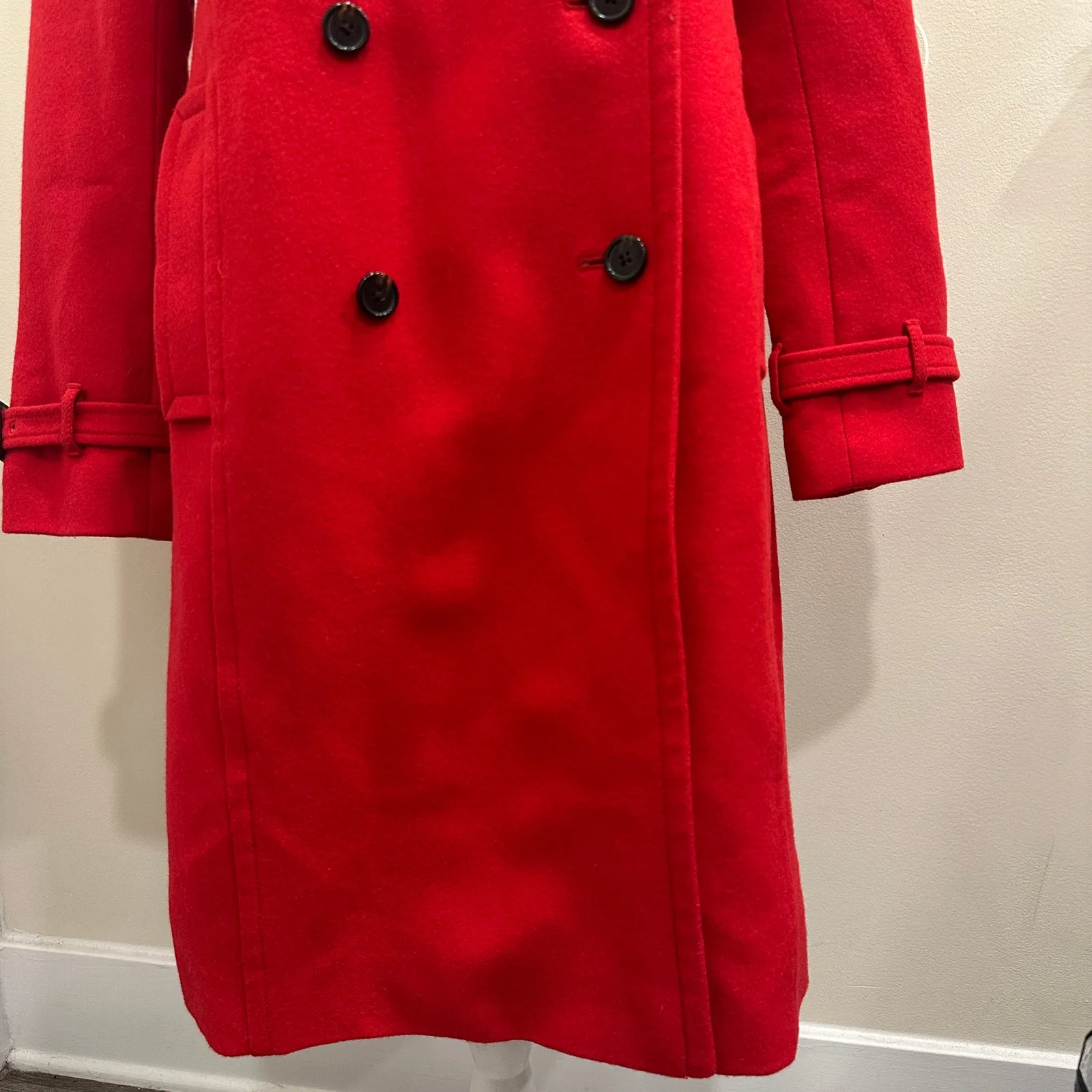 J.Crew Cherry Red Icon Wool Cashmere Trench Coat Preppy Heritage Old Money Sz 8 - Image 8