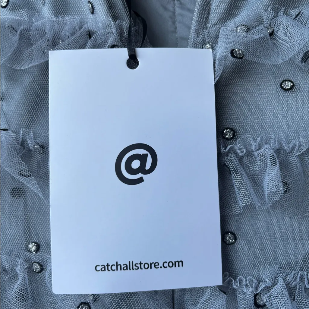 Maddison Polka Dot Maxi Dress in Dusty Blue Size Medium Gray - Image 10