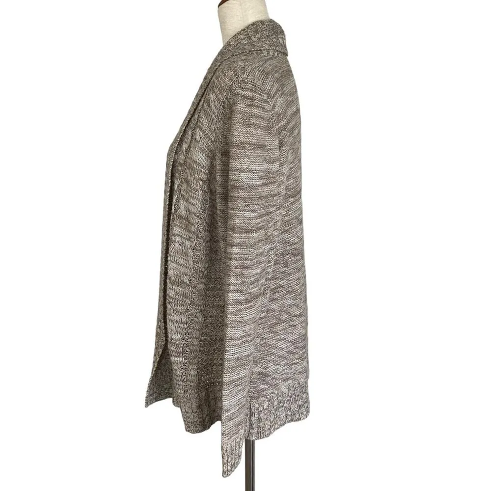 JASON MAXWELL Oatmeal Open Front Waterfall Cardigan Sweater Size Large Cozy - Image 4