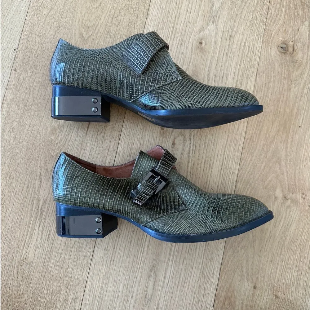 Jeffrey Campbell - Ibiza Snakeskin Print Western Style Leather Shoes in Green - Image 2