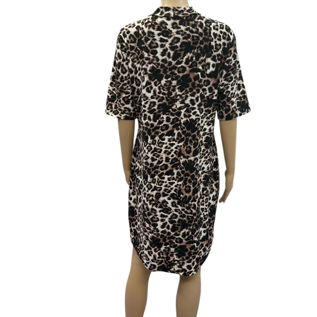 Bobbie Brooks Leopard Animal Print Criss Cross Neckline Short Sleeve Dress XL Black - Image 7